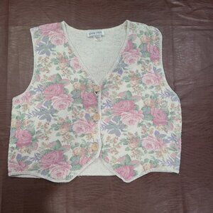 VINTAGE 1990s Glory US Floral Sweater Vest Sz. See measurements